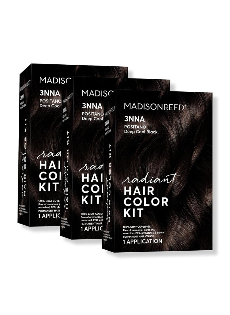 Madison Reed Radiant Hair Color Kit Darkest Brown Black for 100 Gray Coverage AmmoniaFree 3NNA Positano Black Permanent Hair Dye Pack of 3