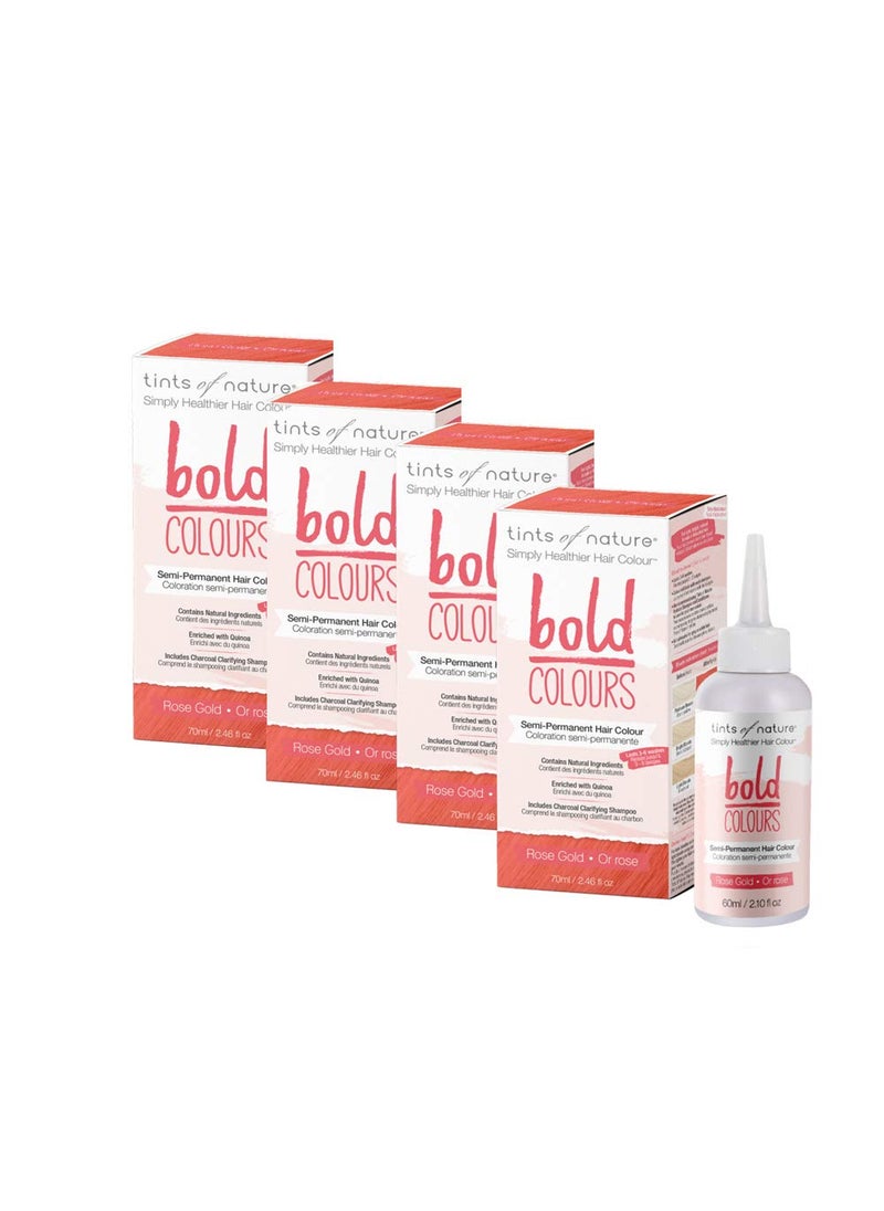 Tints of Nature Rose Gold Bold Colour SemiPermanent Hair Dye Strengthening and Hydrating  Quad Pack