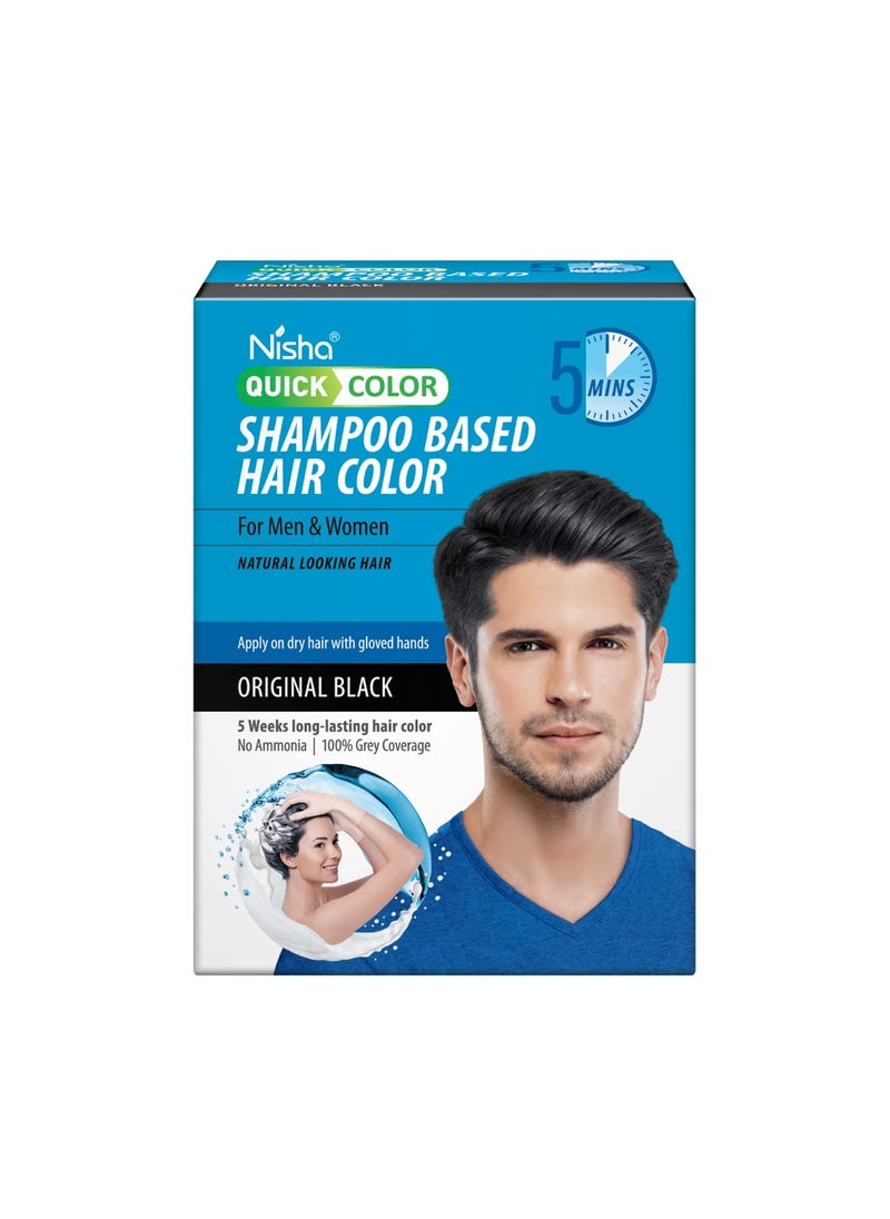 Nisha Quick Color Shampoo Based Hair Color For Men  Women Natural Looking Hair 067 Fl Oz Each Sachet 3 Sachet in 1 Box Original Black