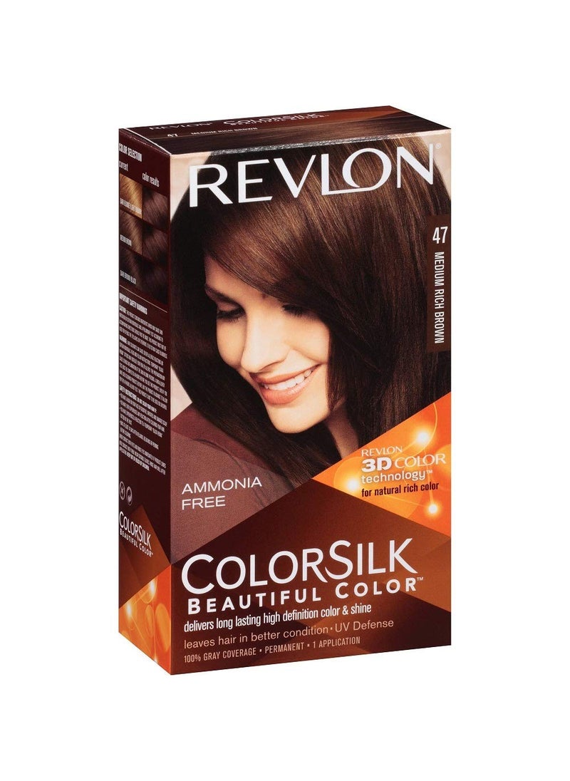 Revlon ColorSilk Hair Color 47 Medium Rich Brown 1 ea Pack of 7