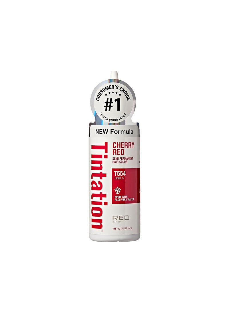 Red by Kiss Tintation SemiPermanent Hair Color Aloe Vera Water Based Argan Oil Olive Oil Collagen  Keratin LongLasting Color Dye Cherry Red 5 Fl Oz