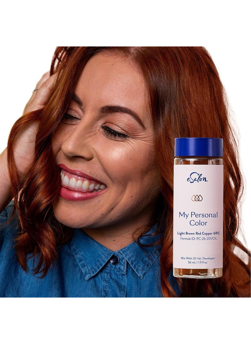 eSalon Permanent Hair Color  Hair Dye Complete Kit  Personal Colorist Kit for Up To 100 Gray Coverage for All Hair Types  ProfessionalGrade AmmoniaFree Hair Dye Light Brown Red Copper 6RC
