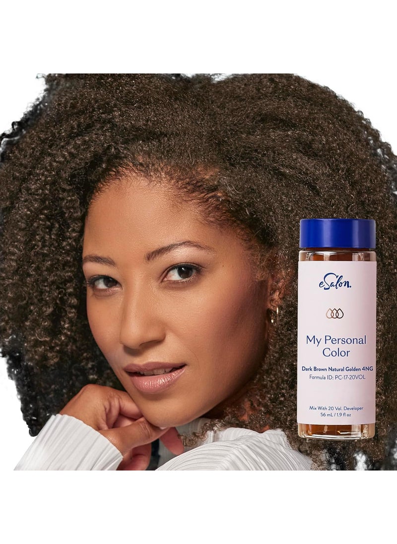 eSalon Permanent Hair Color  Hair Dye Kit  Dark Brown Natural Golden  Personal Colorist for Up To 100 Gray Coverage All Hair Types  ProfessionalGrade AmmoniaFree Dye