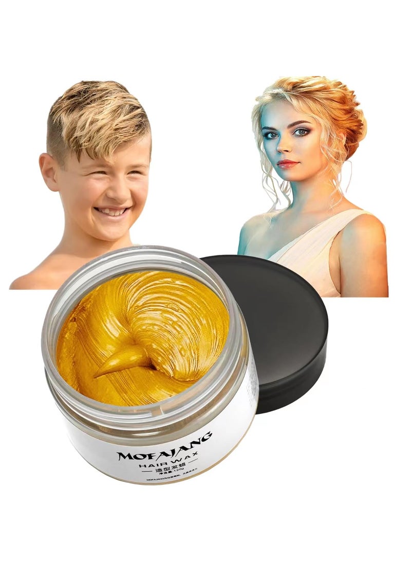 Gold Hair Color Wax Dye Temporary Gold Hair Spray Color for Halloween Cosplay Party Masquerade 423oz Instant Hairstyle Mud Cream