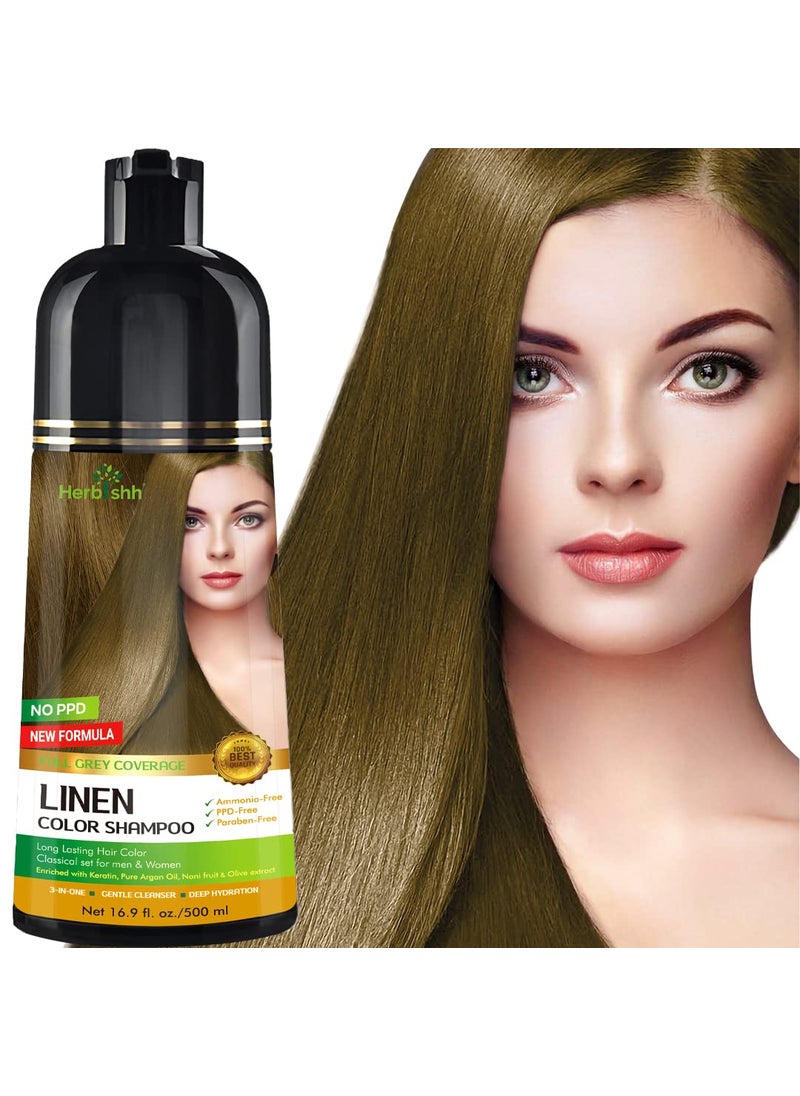 Herbishh Hair Color Shampoo  Magic Gray Hair Dye LongLasting 3in1 Coloring Formula 500ml AmmoniaFree Linen