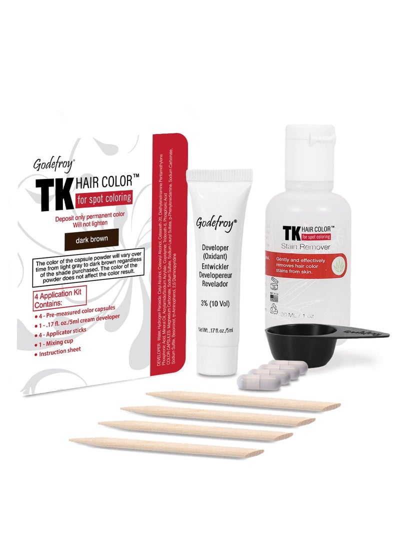 Godefroy Hair Color TK 4 Application and 1 oz Coloring Stain Remover Combo Complete Coverage of Gray Hair Roots Salon Quality Results  Dark Brown