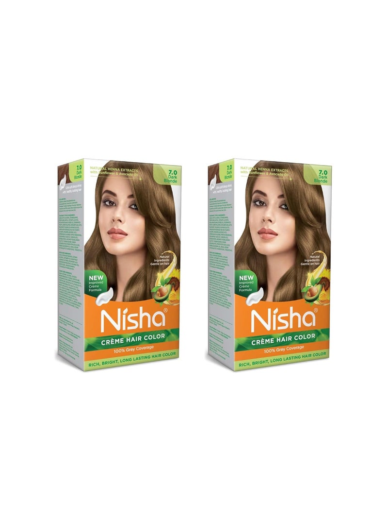 Nisha Cream Permanent Blonde Hair Color  100 Gray Coverage  Dark Blonde Hair Dye Shade 70 Pack of 2