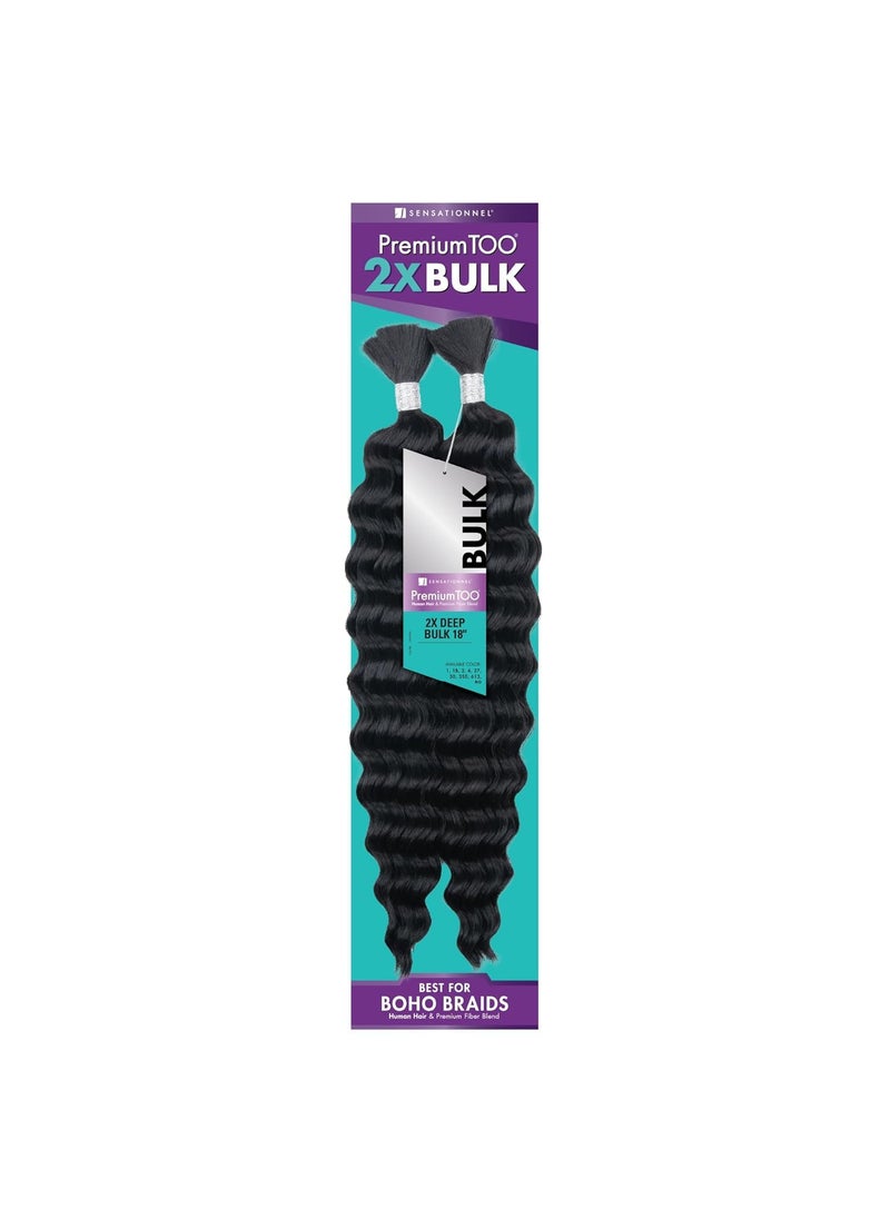 Sensationnel PremToo bulk weaving  2x deep human hair blend for boho knotless box or curly loose wave styles  1 pack 18 inch 350 COPPERRED