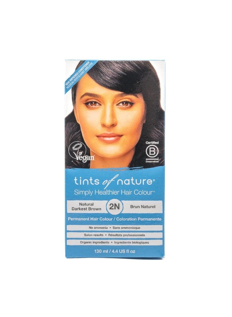 Tints of Nature 2N Natural Darkest Brown Permanent Hair Dye Nourishes Hair and Covers Greys AmmoniaFree 44 fl oz