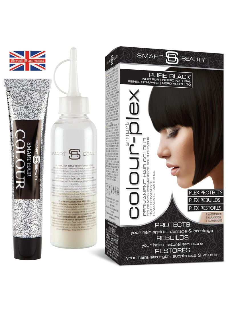 Pure Black Hair Dye Permanent with AntiBreakage Plex Hair Care Vegan Hair Dye  CrueltyFree 100 Gray Coverage Natural Black Hair Color For All Hair Types Smart Beauty
