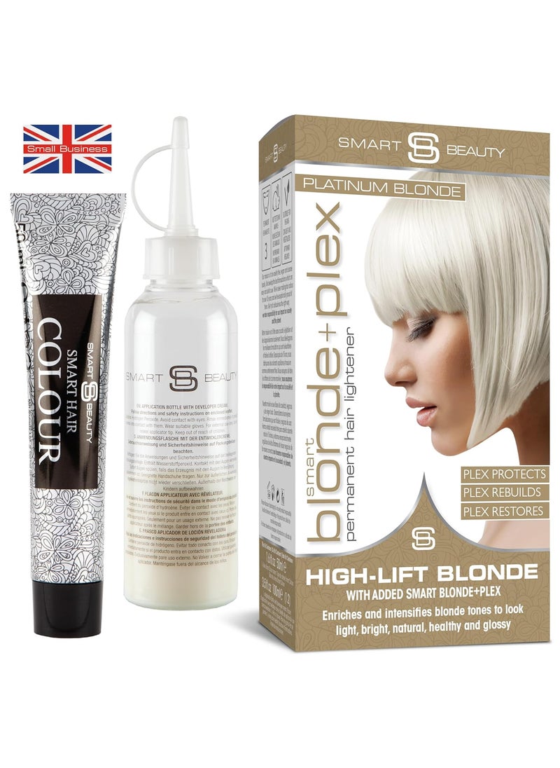 Smart Beauty Platinum Blonde Hair Dye Permanent with Plex AntiBreakage Technology that Protects Rebuilds Restores Hair Structure Permanent Hair Colour Bleach Hair Dye Vegan Cruelty Free