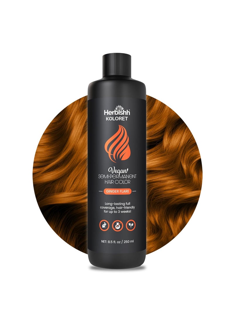 Herbishh Koloret Ginger Flare Semi Permanent Hair Color Ammonia Free  Vegan Hair Dye LongLasting Up to 3 Weeks Full Grey Coverage Temporary Hair Color Orange Dye NonDrip Formula 85 fl Oz