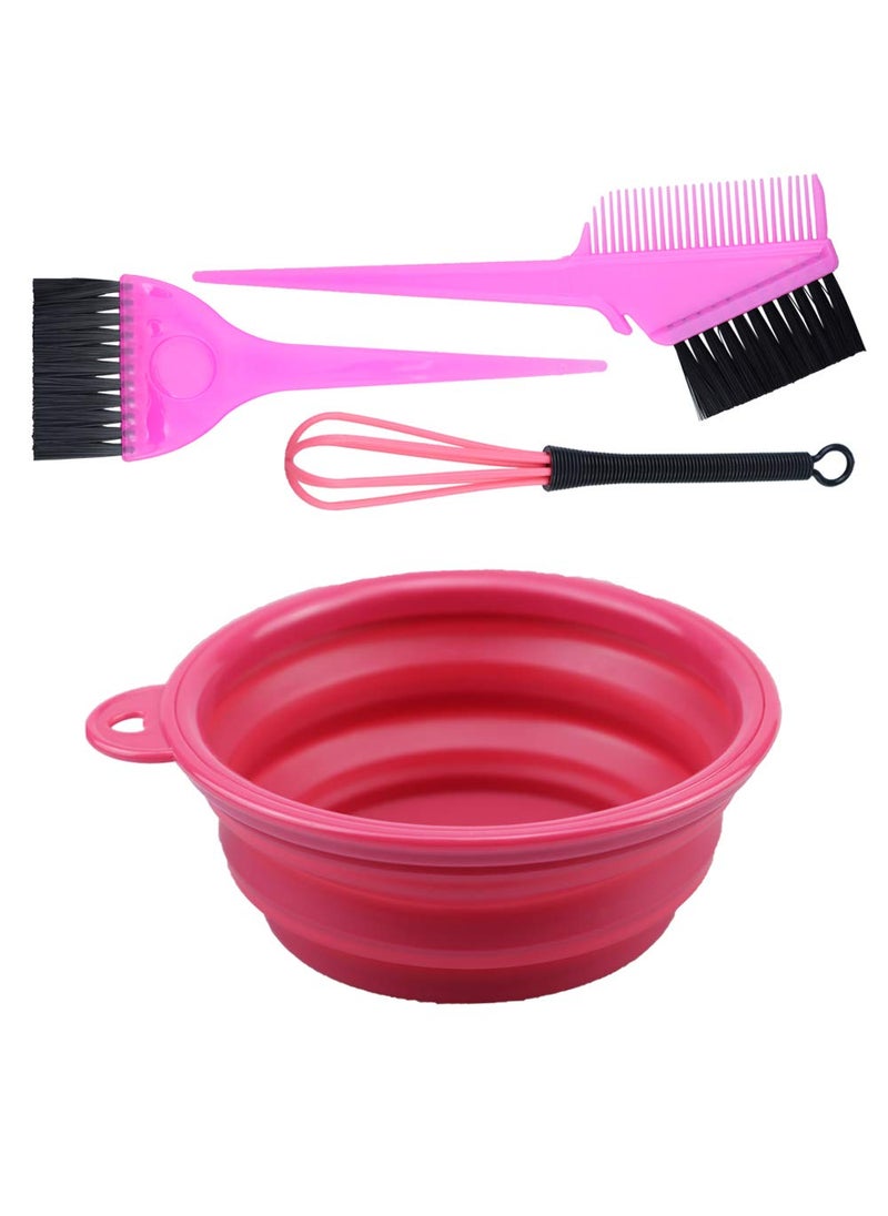 4PCS Hair Dye Kit Includes Hair Tinting Bowl Dyeing Brushes Sharp Tail Comb Mixer for DIY Hair Coloring Beauty Salon Tools Set