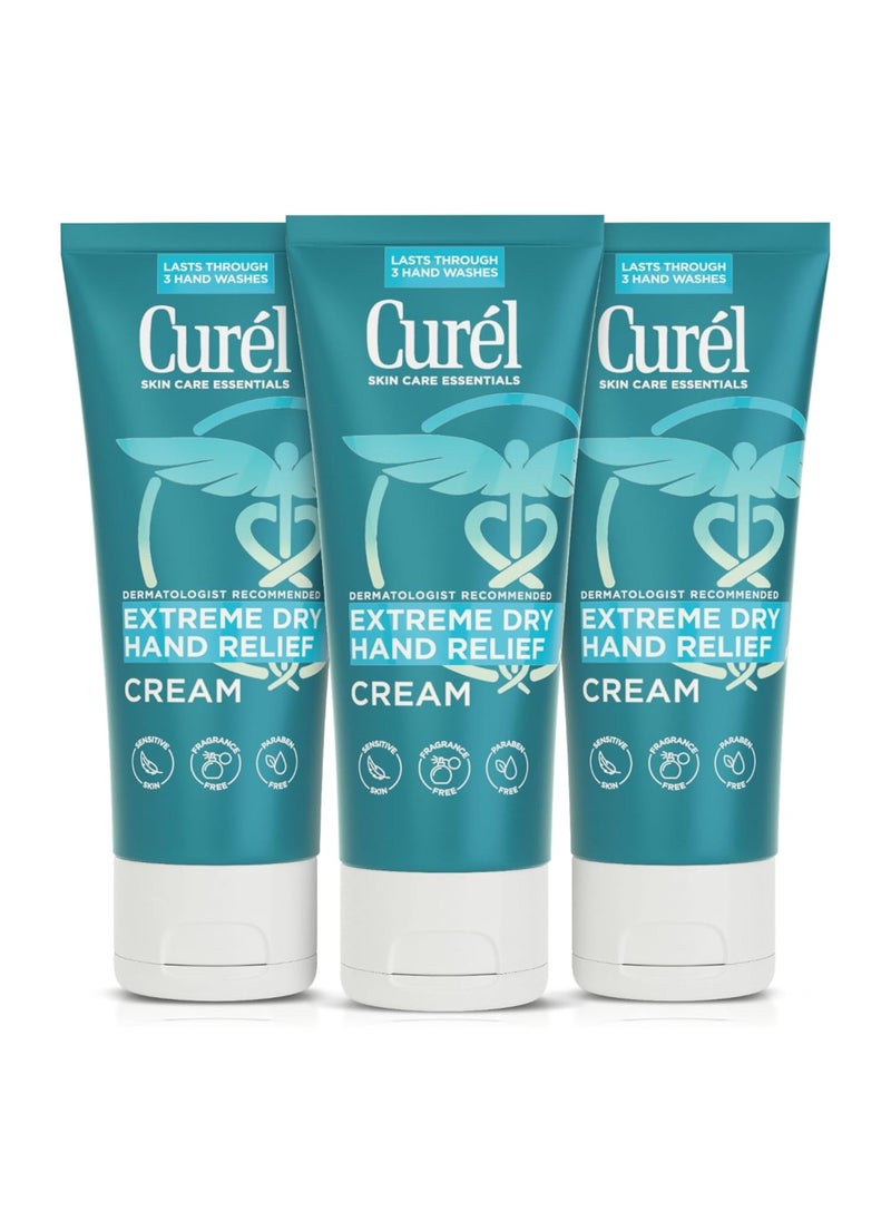 Curel Extreme Dry Hand Relief Dermatologist Recommended LongLasting Cream For Dry Hands Paraben Free FragranceFree Hand Lotion 3 Oz Pack of 3