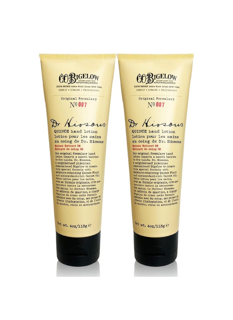 C O Bigelow Dr Hiosous Quince Hand Lotion for Dry Hands Hand Cream for Women and Men to Soften Dry Cracked Skin No 007 4 fl oz Pack of 2
