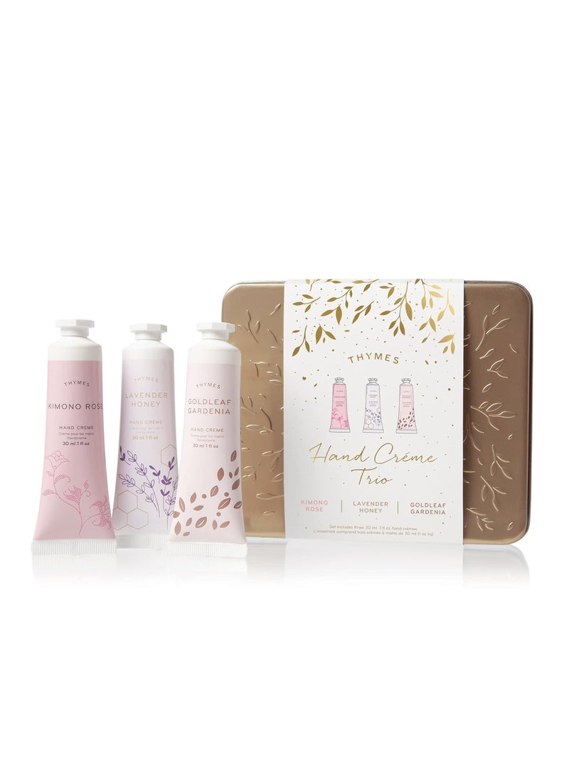 Thymes Hand Cream Trio  Kimono Rose Lavender Honey  Goldleaf Gardenia