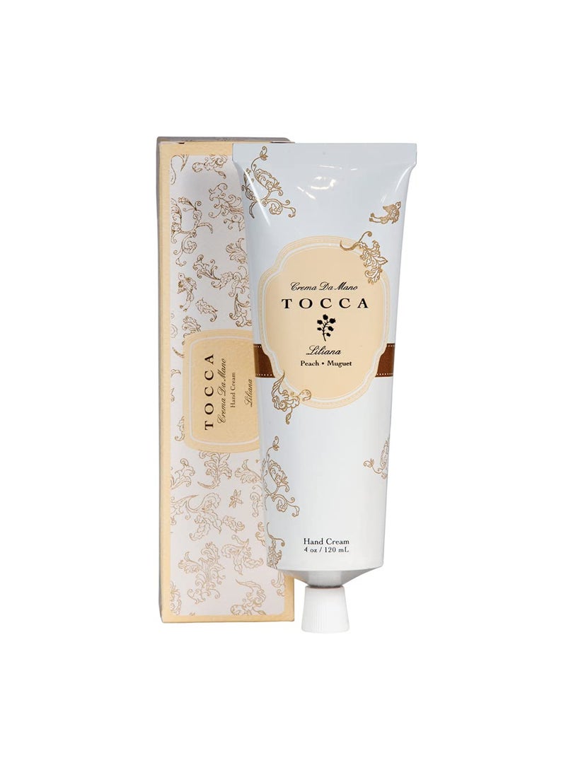 Tocca Crema de Mano Luxe Liliana Hand Cream 4 oz  Neroli Watery Peach Muguet  Moisturizing Quick Absorbing