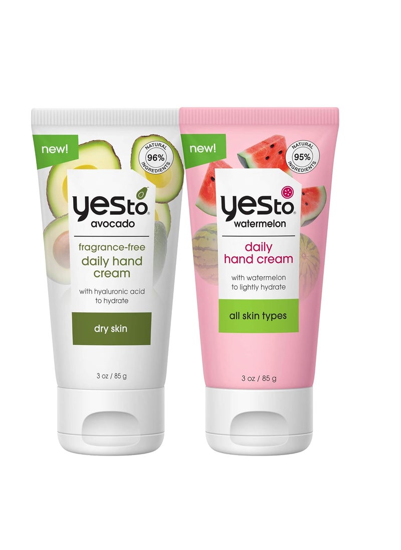 Yes To Watermelon  Avocado Hand Cream Variety Pack Moisturizing  FastAbsorbing Combats Signs Of Aging Keeps Hands Soft And Smooth With Antioxidants Natural Vegan  Cruelty Free 3 Oz 2Pack