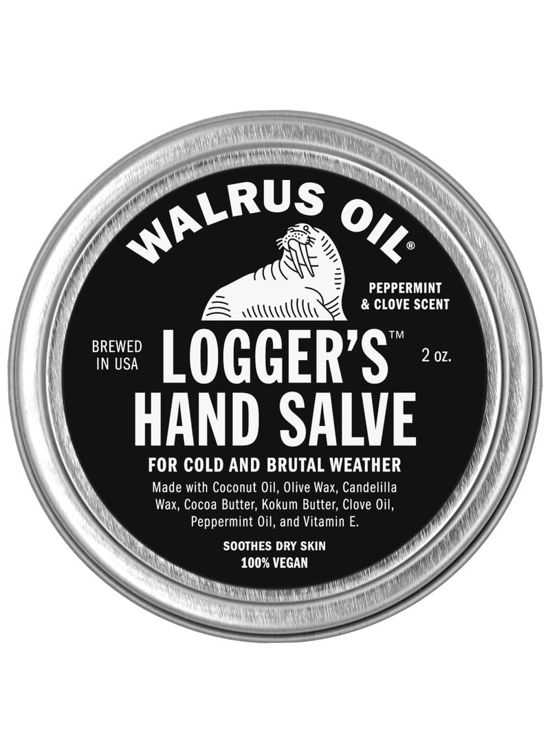 Walrus Oil  Loggers Hand Salve Cream 2oz 100 Vegan and BeeswaxFree Made with Coconut Oil Cocoa Butter Olive Wax and more Peppermint and Clove scent