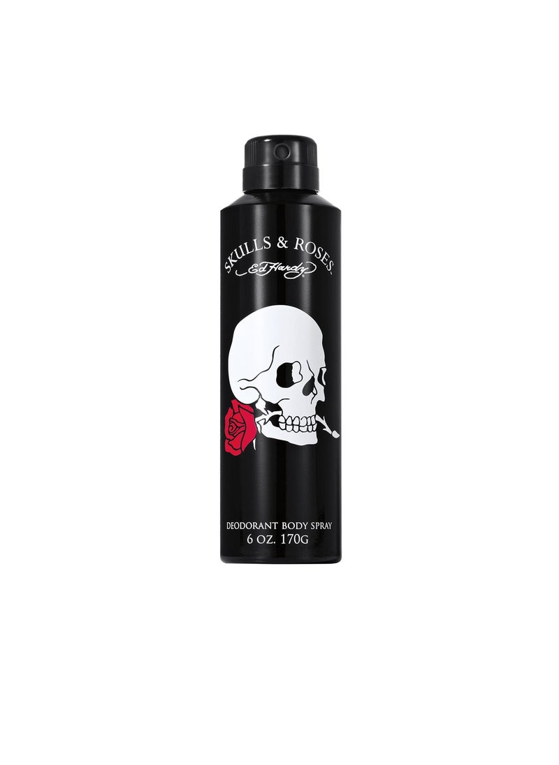 Ed Hardy Skulls  Roses Mens Deodorant  Fragrance Body Spray 6 oz