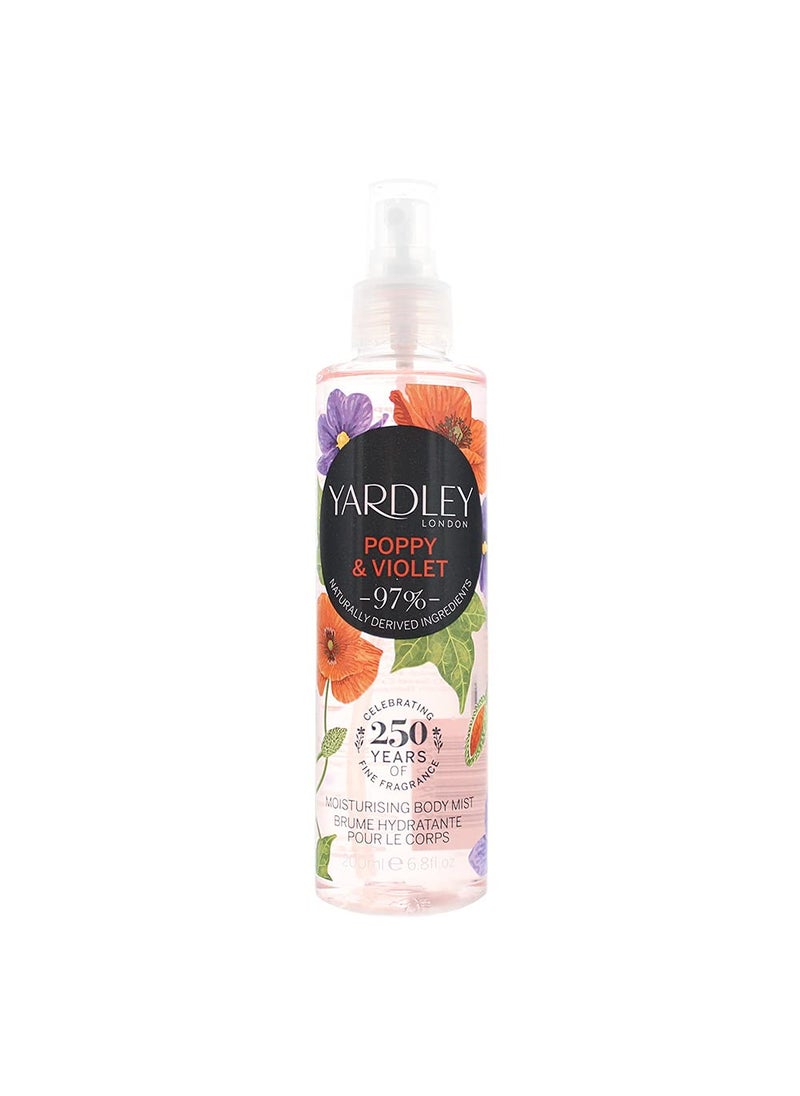 Yardley of London Poppy  Violet Fragrance Mist 200ml