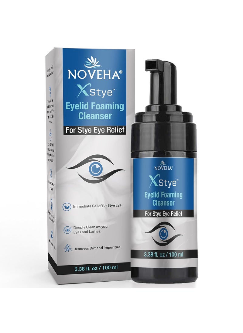 NOVEHA XStye Eyelid Foaming Cleanser  Fast Stye Eye Relief  Formula With Tea Tree Oil  Daily Eyelid and Eyelash Wash For Stye Eyes Eyelash  Skin Dryness 338 fl oz  100mL
