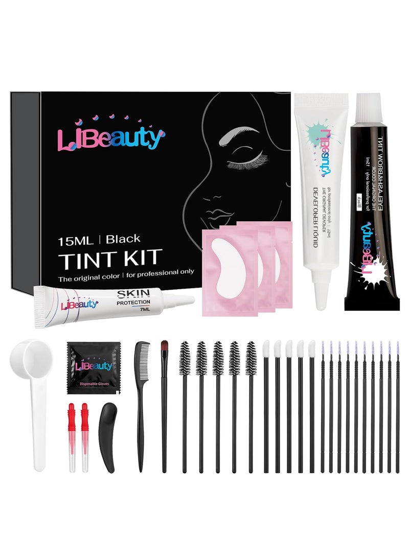 Libeauty Lash Black Color Kit Brow Kit Quick Voluminous Coloring with Complete Tools Eyelash Color Kit For Salon Or Home Hair colour Use