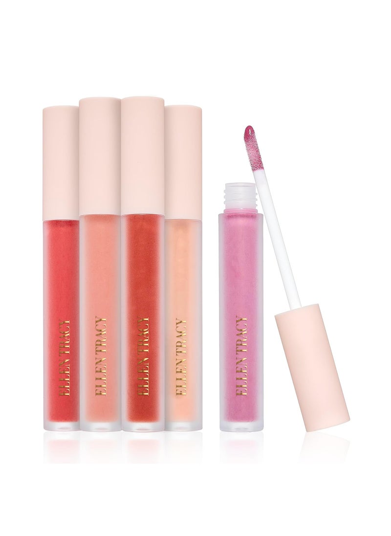 ELLEN TRACY 5Piece Tinted Lip Gloss Set  LongLasting Color 010 fl oz Each Pink Bow Collection