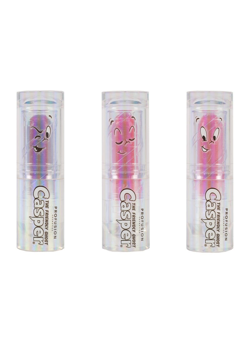 Profusion Cosmetics Casper The Friendly Ghost 3 PC Lip  Cheek Balm Set Moisturizing Clear Shine Lip Balm and Nourishing Cheek Balm Unique Makeup Blending Formula Easy Apply and LongLasting Wear