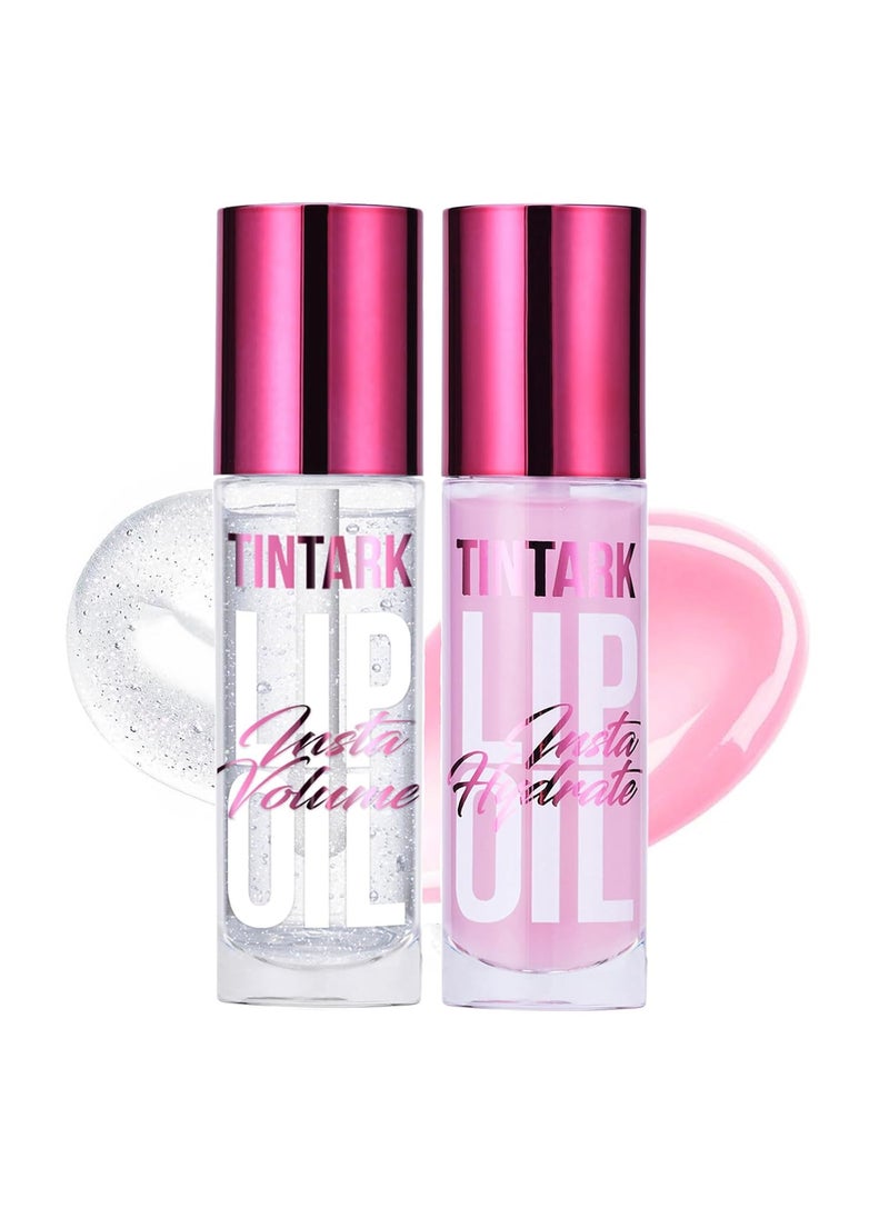 Lip Plumper Gloss 2 PCS Natural Lips Plump Plumping Lip Oil Lip Treatment for Dry Cracked Lips Reduces Lip Lines Pia Colada Lips Plumpers Mint Cucumber Lips Moisturizer