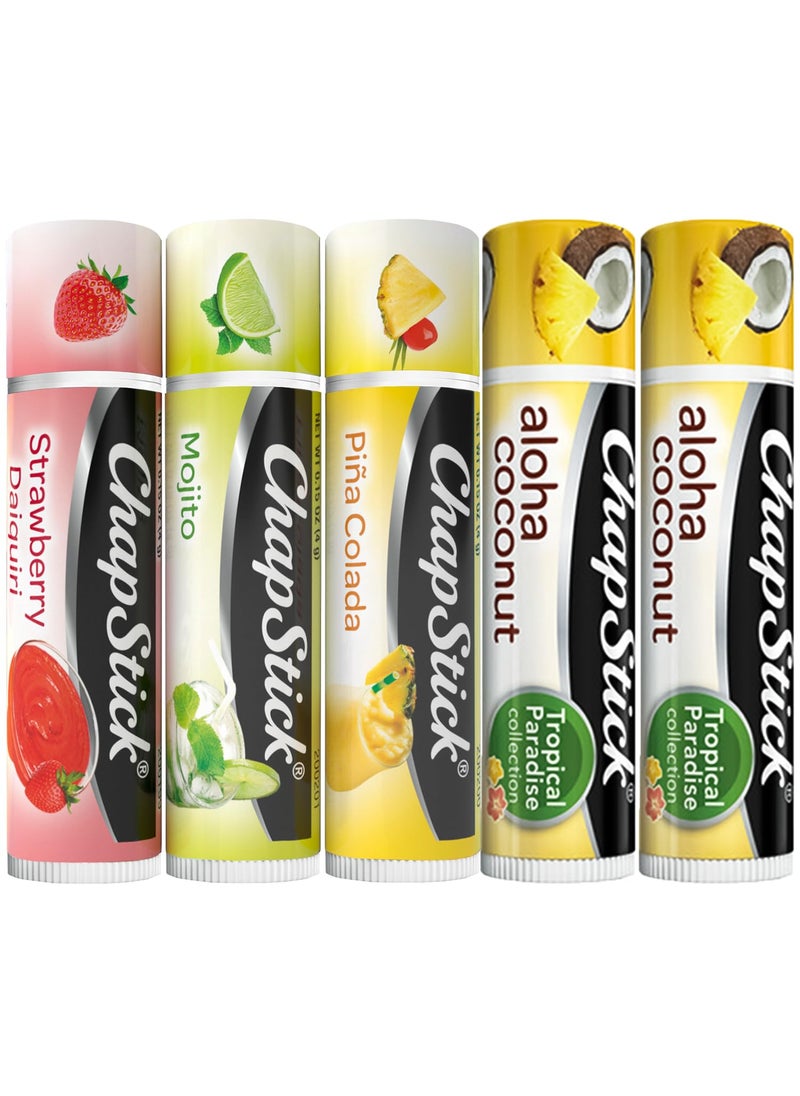 ChapStick Lip Care Bundle  Mocktail Collection  Aloha Coconut Lip Balm 015 Oz Ea 5 Piece Set