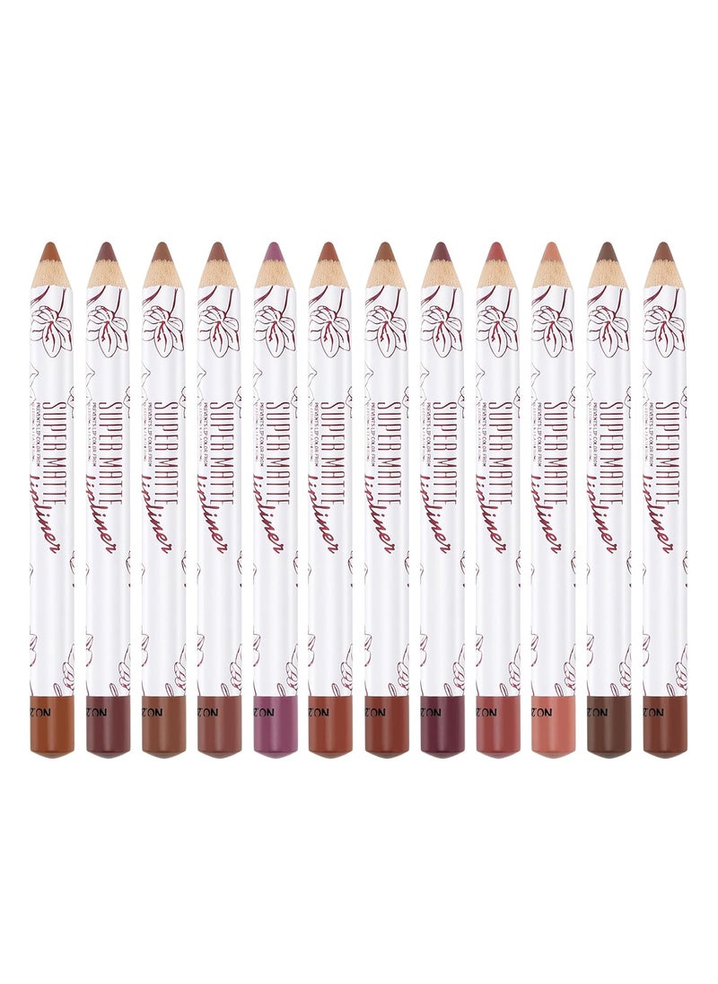 Boobeen 12 PCS Lip Liner Pencil Set LongLasting Matte LipLiner Smooth and Soft Creamy Lip Liner Crayon Rich Lip Color Lip Makeup Gift for Women