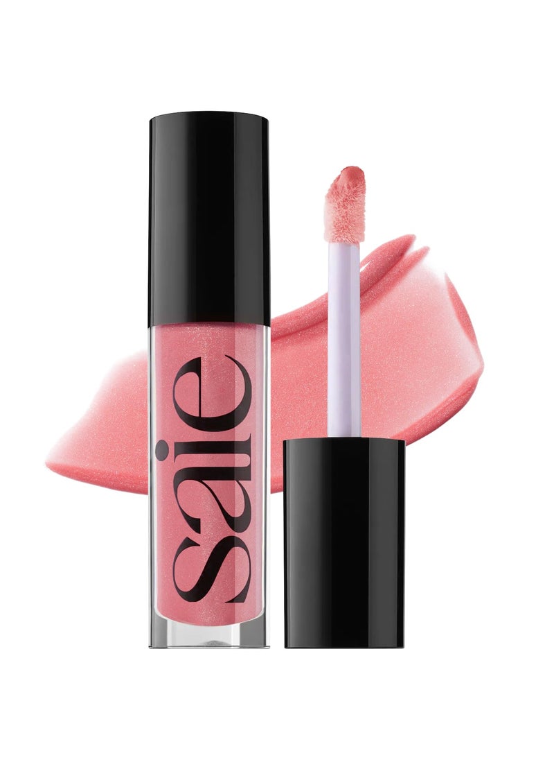 Saie Glossybounce HighShine Hydrating Lip Gloss Oil  Sheer Tinted Lip Oil with Hyaluronic Acid  Jojoba Oil for LongLasting Moisture  Disco 17 oz