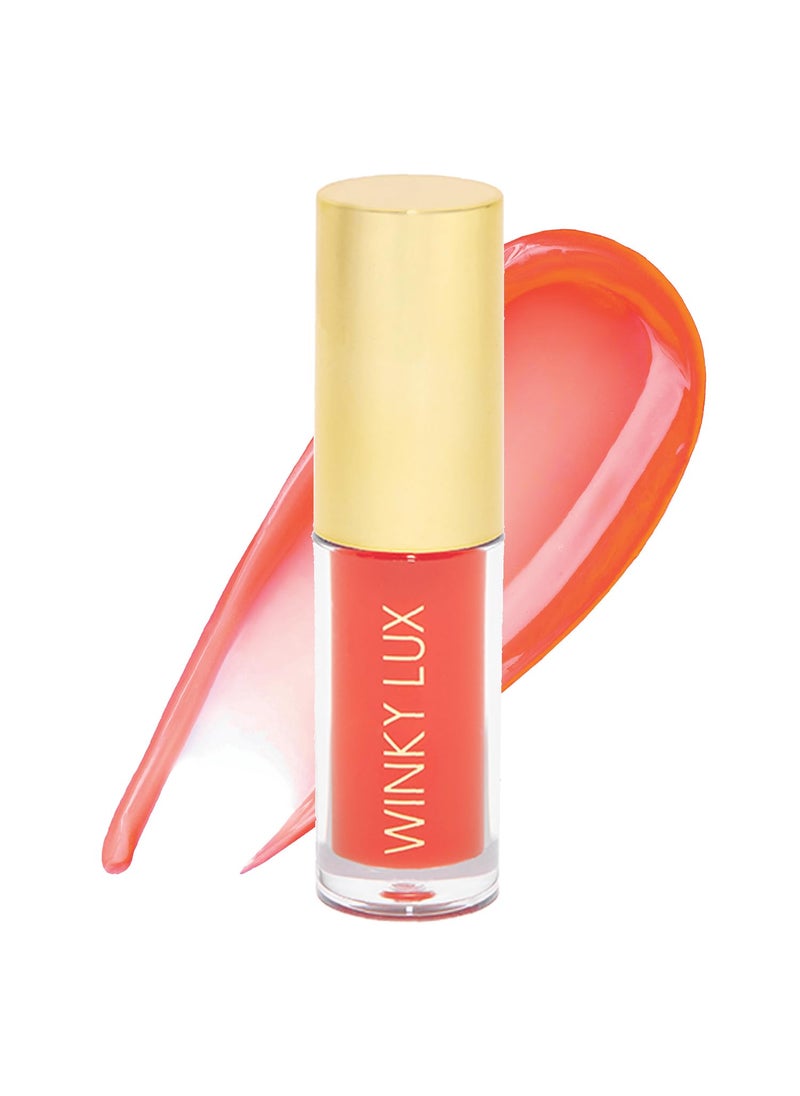 Winky Lux Barely There Sheer Tinted Lip Oil Hydrating Lip Gloss Tint Tinted Coral Glossy Lip Balm Juicy Non Sticky Lip Gloss Orange Lip Oil  Lip Tint with Jojoba Oil Flush