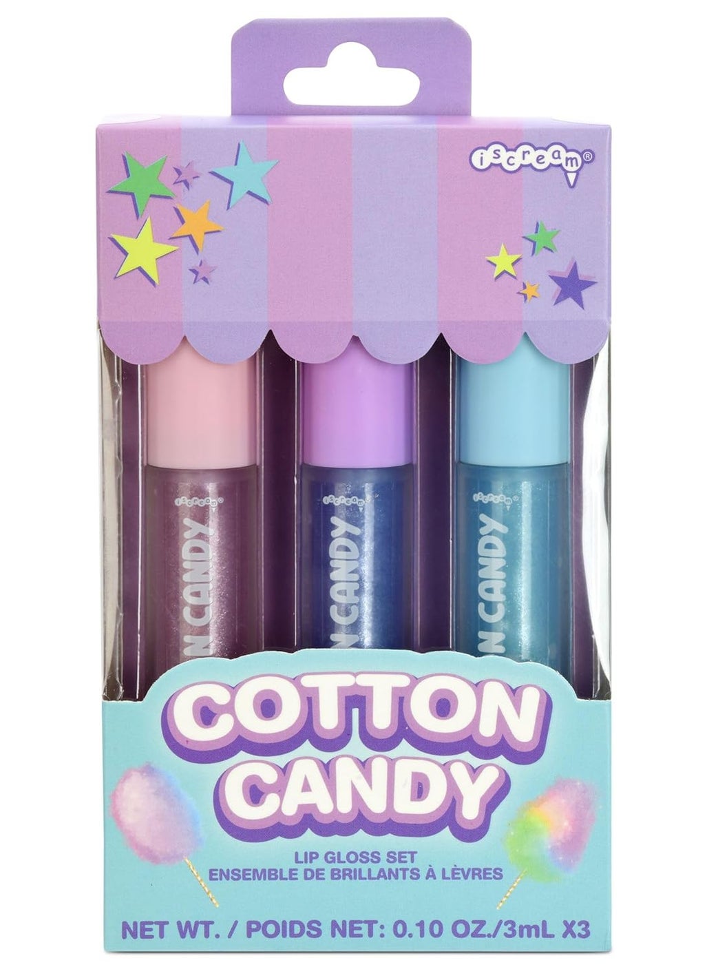 iscream Cotton Candy Carnival 3piece Lip Gloss Set with Berry Vanilla  Strawberry Scents
