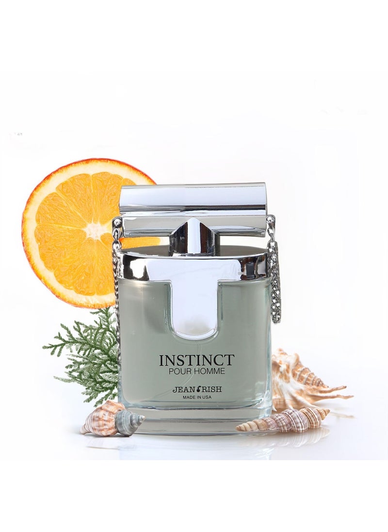 Jean Rish Instinct Pour Homme Eau De Toilette  Perfume for Men 34 Fl Oz  100ml with Ambergis Mandarine Orange  Sea Notes  Long Lasting and Luxury Fragrance