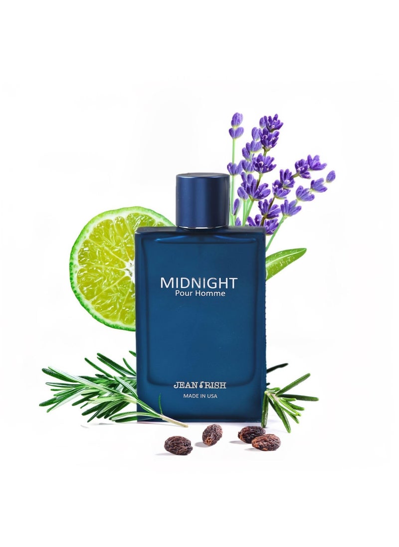 Jean Rish Midnight Pour Homme Eau De Toilette for Men 34 Fl Oz  100ml with Rosemary Bergamot  Sea Notes  Long Lasting and Luxury Fragrance