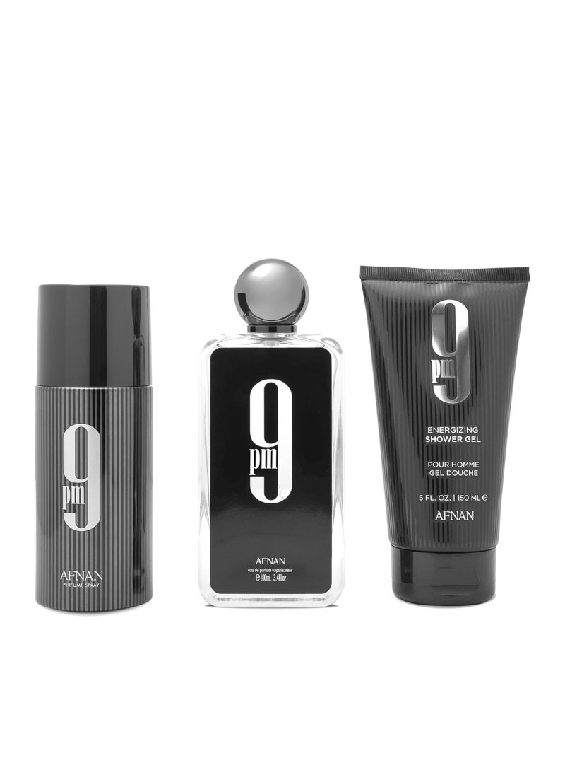 Afnan 9 PM Luxury Perfume Gift Set  Eau De Parfum 34 Oz Deodorant 50 Oz Shower Gel 67 Oz