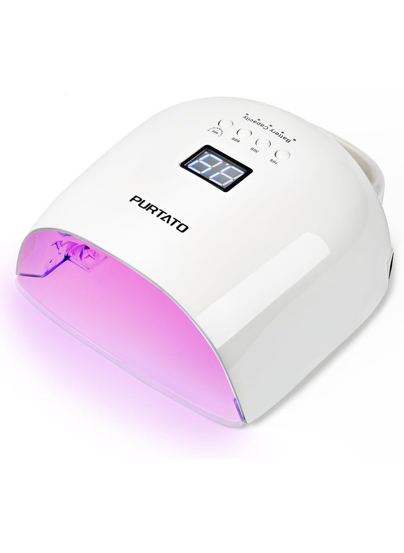 Professional Rechargeable UV LED Nail Lamp with 4 Timer Setting and 18000mAH Long Battery Life Nail Dryer JC22 White