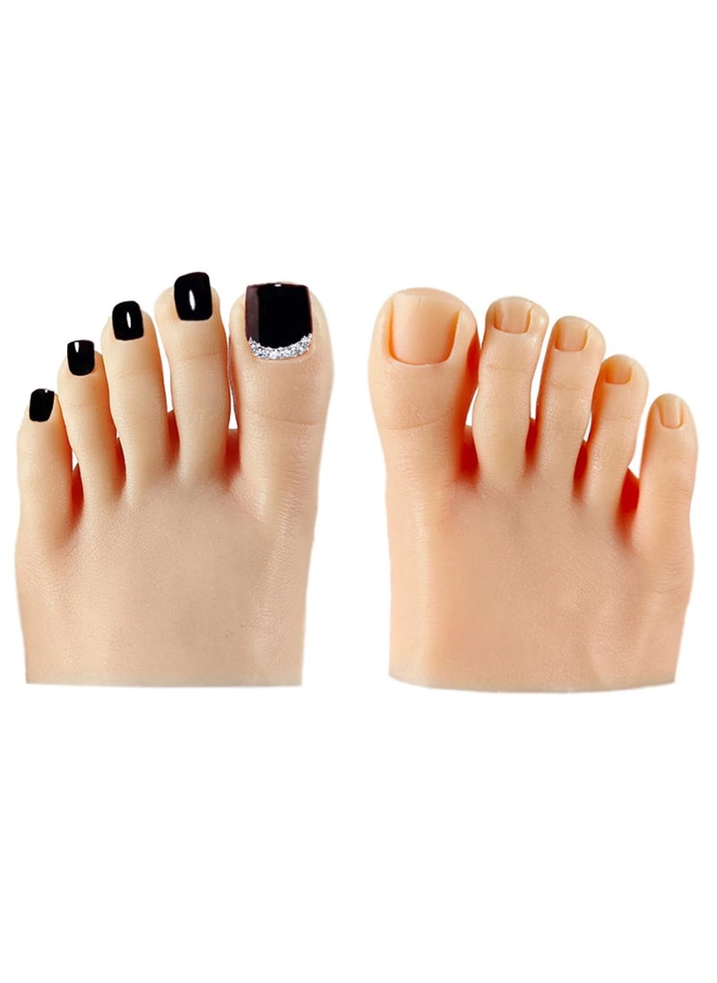 1 Pair Silicone Foot Model Nail Art Training Display Fake Half Foot Model Pedicure Practice Silicone Foot Model Medium Skin Color