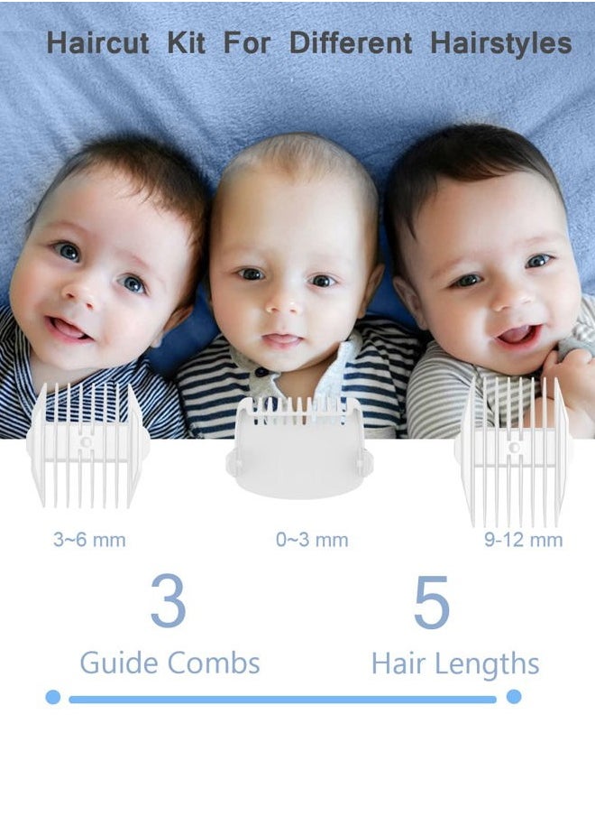 Baby Hair Clippers, Low Noise Hair Trimmer for Kids, Waterproof USB Rechargeable Cordless Haircut Kit with LCD Display, Blue