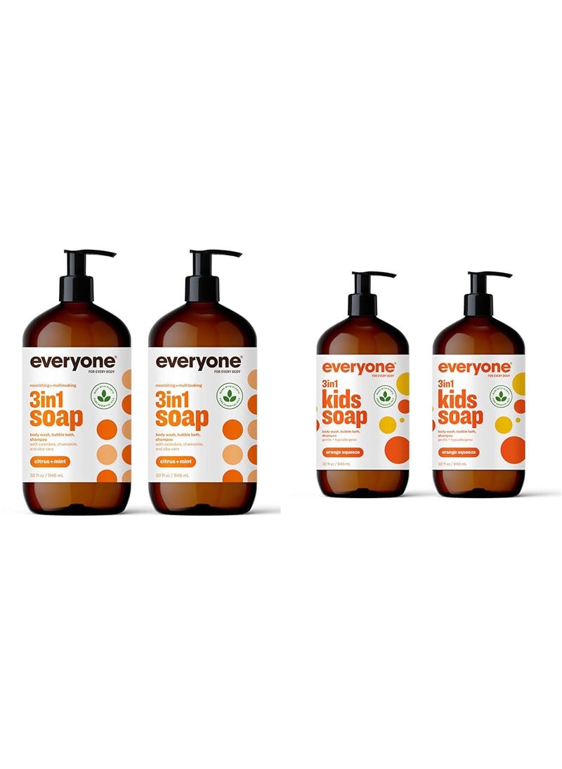 Everyone 3in1 Soap Body Wash Bubble Bath Shampoo 32 Ounce Pack of 2  3in1 Kids Soap Body Wash Bubble Bath Shampoo 32 Ounce Pack of 2