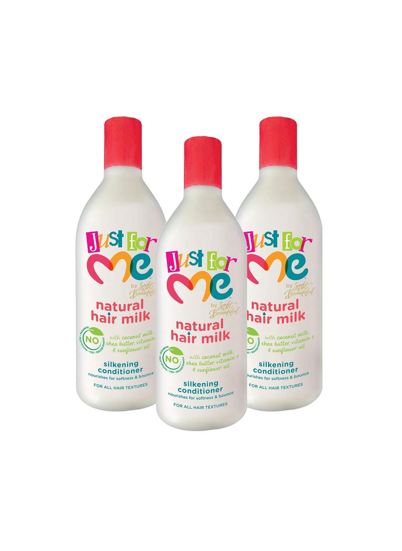 Just For Me Natural Hair Milk Silkening Conditioner Nourishes For Softness  Bounce With Coconut Milk Shea Butter Vitamin E  Sunflower Oil 135 Ounce 3 Pack