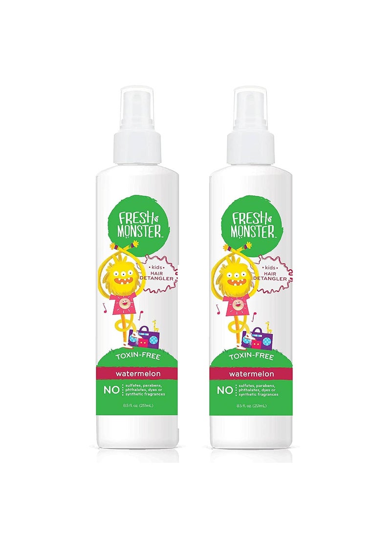 Fresh Monster Kids Detangler Spray ToxinFree Hypoallergenic  Natural Hair Conditioning Spray for Kids Watermelon 2 Pack 85ozeach