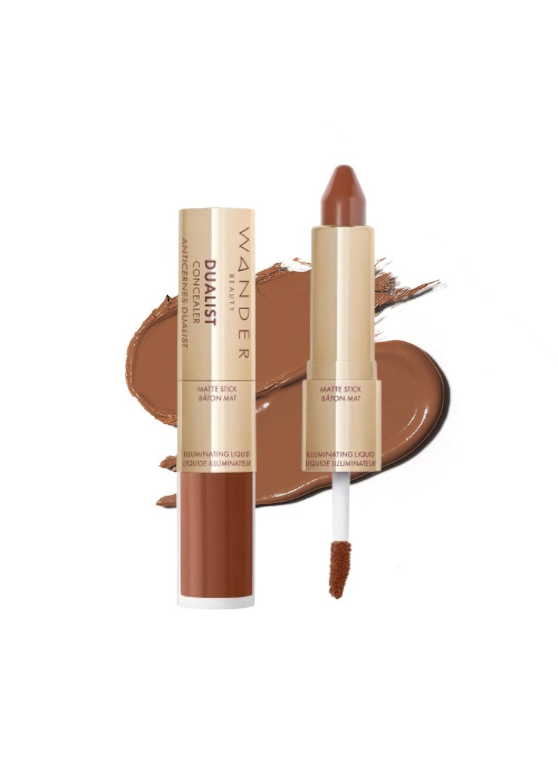 Wander Beauty Dualist Matte and Illuminating Concealer Makeup  Ebony  DualEnded Matte  Liquid Concealer Stick  Full Coverage Formula to Brighten Firm  Hydrates Under Eyes  028 fl oz