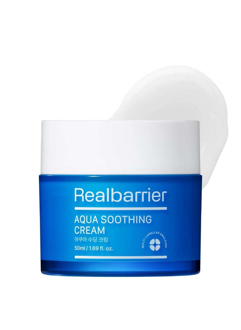 Real Barrier Aqua Soothing Cream 17 FlOz 50ml Hyaluronic Acid Facial Cream Redness Relief Face Cream for Sensitive Skin  Face Moisturizer for Dry Skin Calming Chamomile Extract Korean Skincare