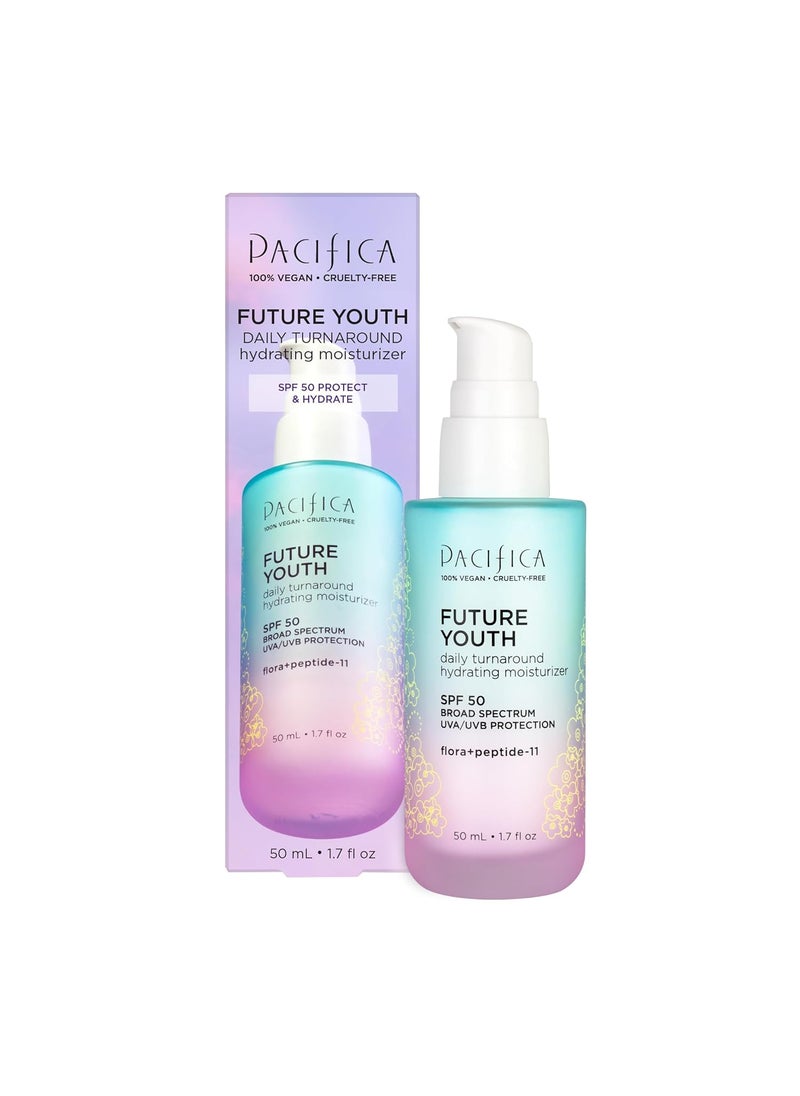 Pacifica Peptide Face Moisturizer Future Youth Daily Turnaround SPF 50 Moisturizer  Repairs Dry Skin  Clinically Proven to Moisturize Hydrate Smooth  Boost Radiance Hydrate Dermatologist Tested