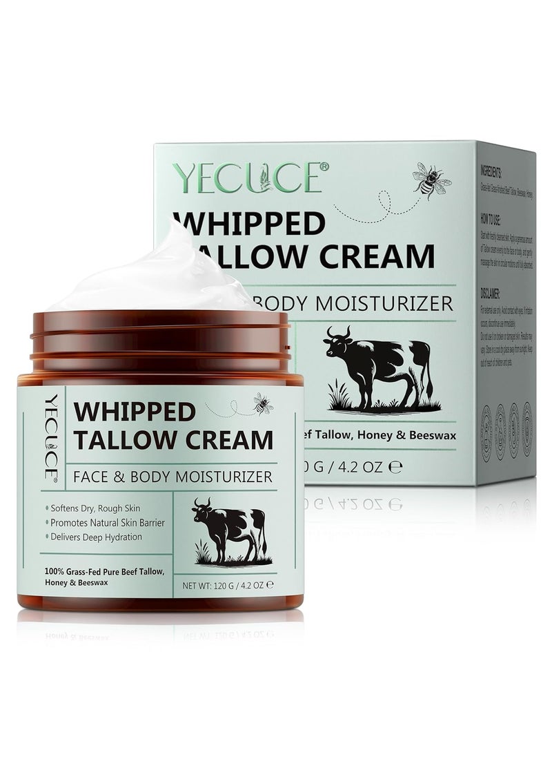 Whipped Tallow  Honey Balm Organic Tallow Face Moisturizer Cream Beef Tallow for Skin Natural Face Tallow Cream with Raw Honey