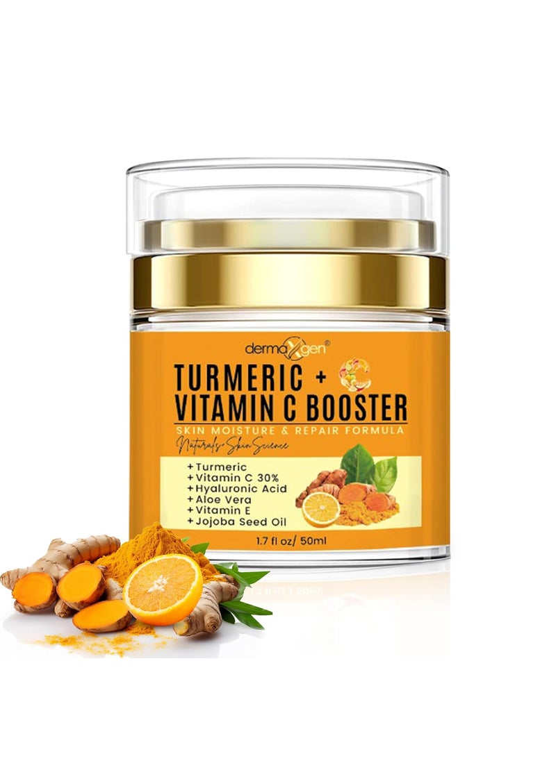 Turmeric  30 Vitamin C Face Glow Booster Moisturizer  Skin Repairing Cream  with Hyaluronic Acid Organic Ingredients  Hydrating Face Moisturizer for Dry Normal Oily Skin  AntiAging