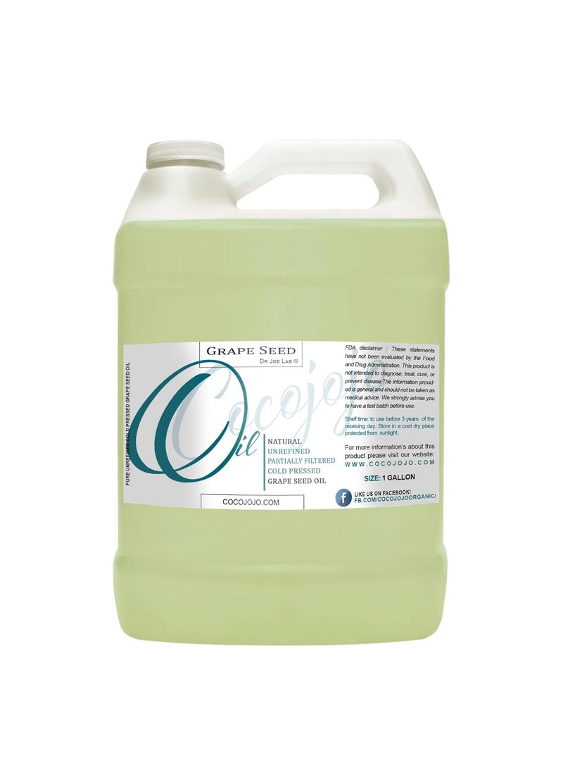 Dr Joe Lab Grape Seed Oil 128 oz Pure Natural Cold Pressed Unrefined Extra Virgin Grapeseed Oil 1 Gallon  for Hair Skin Body Nail and Beard  Moisturizes Soothes Hydrates  Nourishes